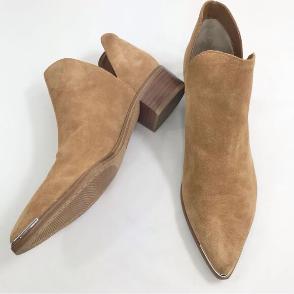 Marc Fisher YILDA Camel Brown Suede Leather Side Cutout Slip On Bootie - Picture 4 of 16